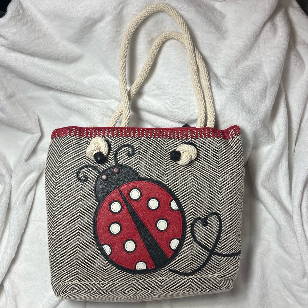 Brighton “Alyssa” Ladybug Design Tote Bag - Red and Black